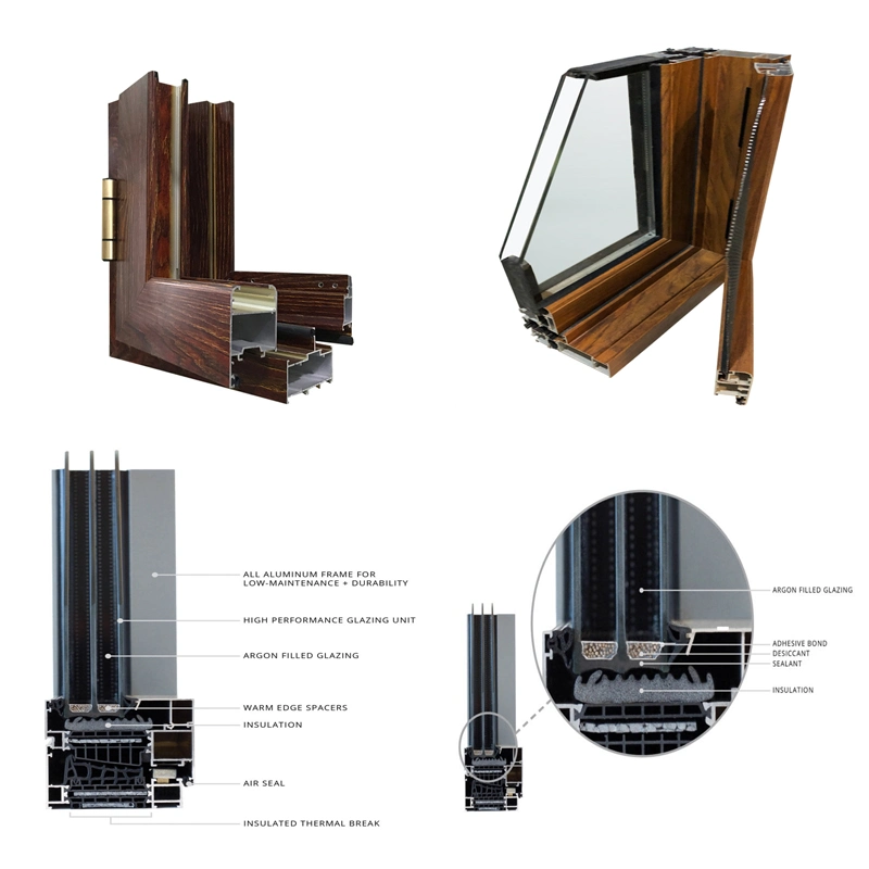 Thermal Break Aluminum Extrusion Profile in Building Materials Ith Wood Grain